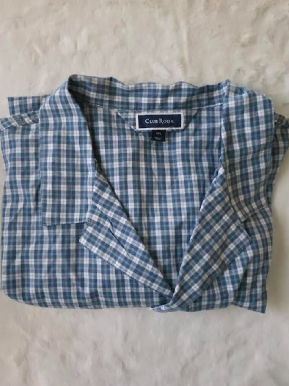 Club Room Mens TOP Oxford Pajama Blue White XXL